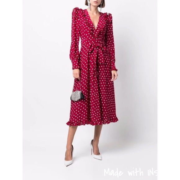 Alessandra Rich Rosette gathered polka-dot silk-crepe dress - Picture 2 of 16